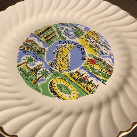 1960s Vintage California Gold Rim Tourist Souvenir Ceramic Display Plate - Picture 16 of 17